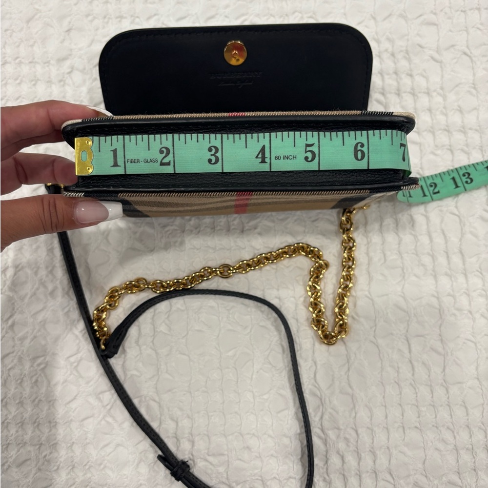 Burberry Black and Tan Crossbody Bag with Gold Chain - Picture 14 of 14